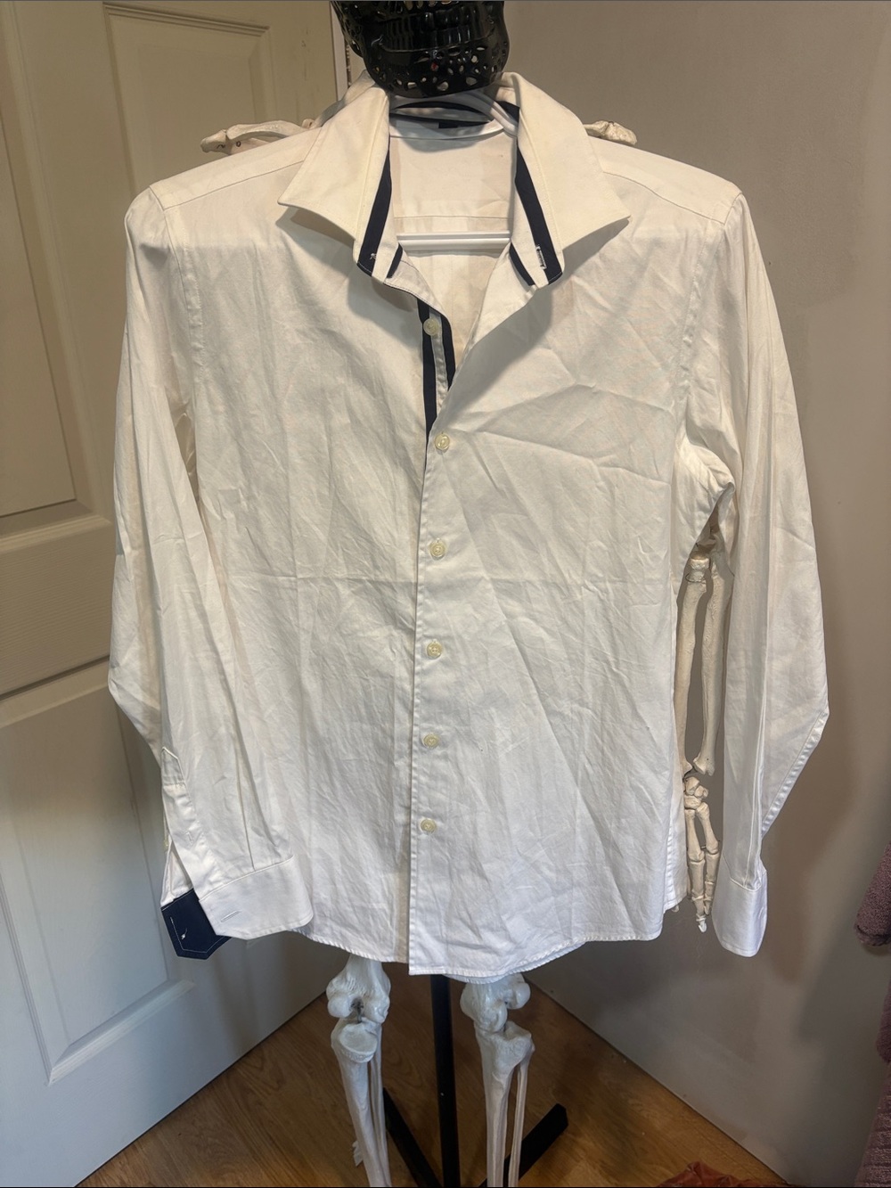 Men's White Dress Shirt with Contrast Trim